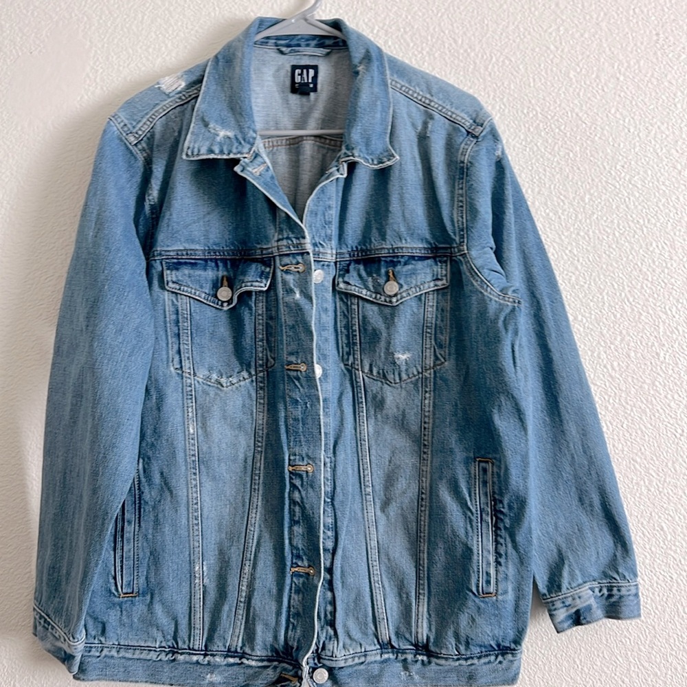 GAP women's jean distressed jacket Sz L